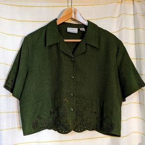 🍵📖 Boxy Green Short Sleeve Suit Blouse/Jacket 📖🍵